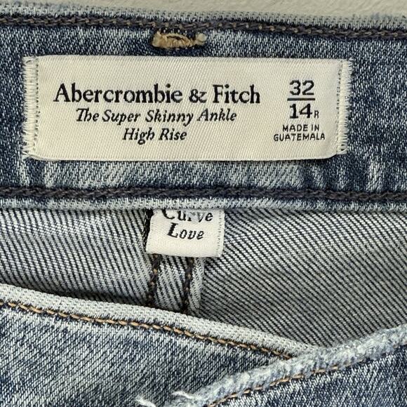 Abercrombie & Fitch Size 32 14 R Super Skinny Ankle High Rise Criss Cross Jeans - Picture 6 of 12